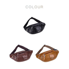 Men's PU Leather Large Capacity Waist Bag for Sports