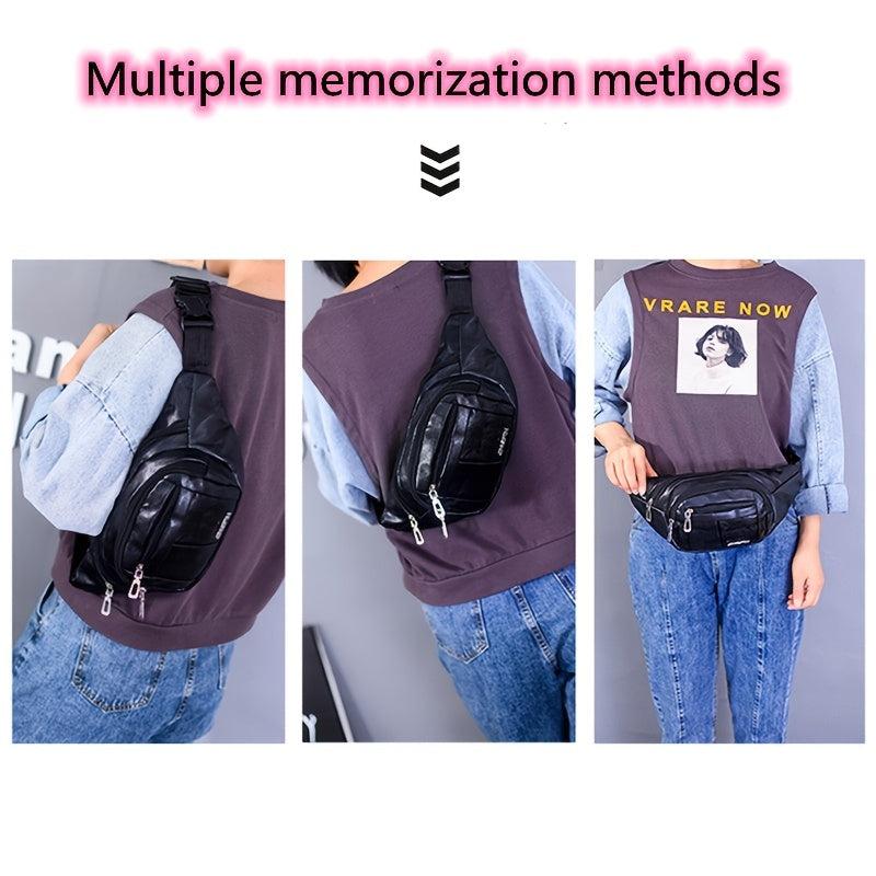 Men's PU Leather Large Capacity Waist Bag for Sports