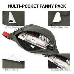 Large Crossbody Fanny Pack Men Waterproof Waist Bag Adjustable Strap & 5 Pockets