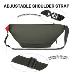 Large Crossbody Fanny Pack Men Waterproof Waist Bag Adjustable Strap & 5 Pockets