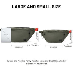 Large Crossbody Fanny Pack Men Waterproof Waist Bag Adjustable Strap & 5 Pockets