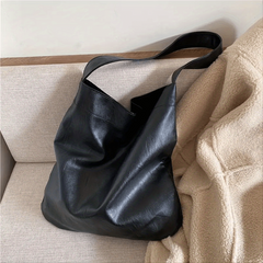 Soft Leather Shoulder Bag Large Capacity Travel Shopping Bag
