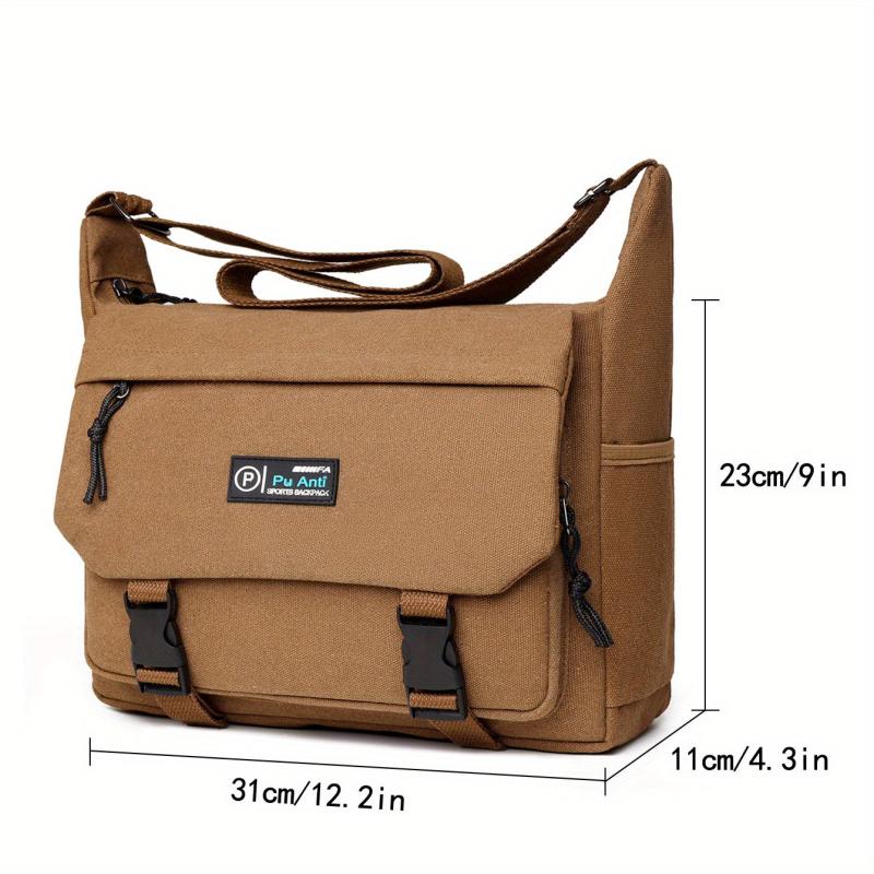 Men's Canvas Crossbody Messenger Bag with Thickened Material