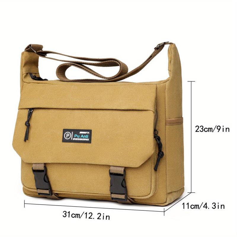 Men's Canvas Crossbody Messenger Bag with Thickened Material