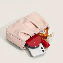 Cloud Pleated Evening Crossbody Bag Pearl Decor Dinner Clutch Purse