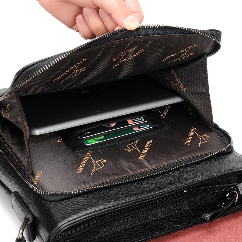 Men's PU Leather Crossbody Bag Large Capacity Casual Shoulder Bag