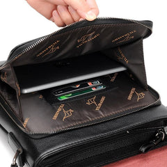 Men's PU Leather Crossbody Bag Large Capacity Casual Shoulder Bag