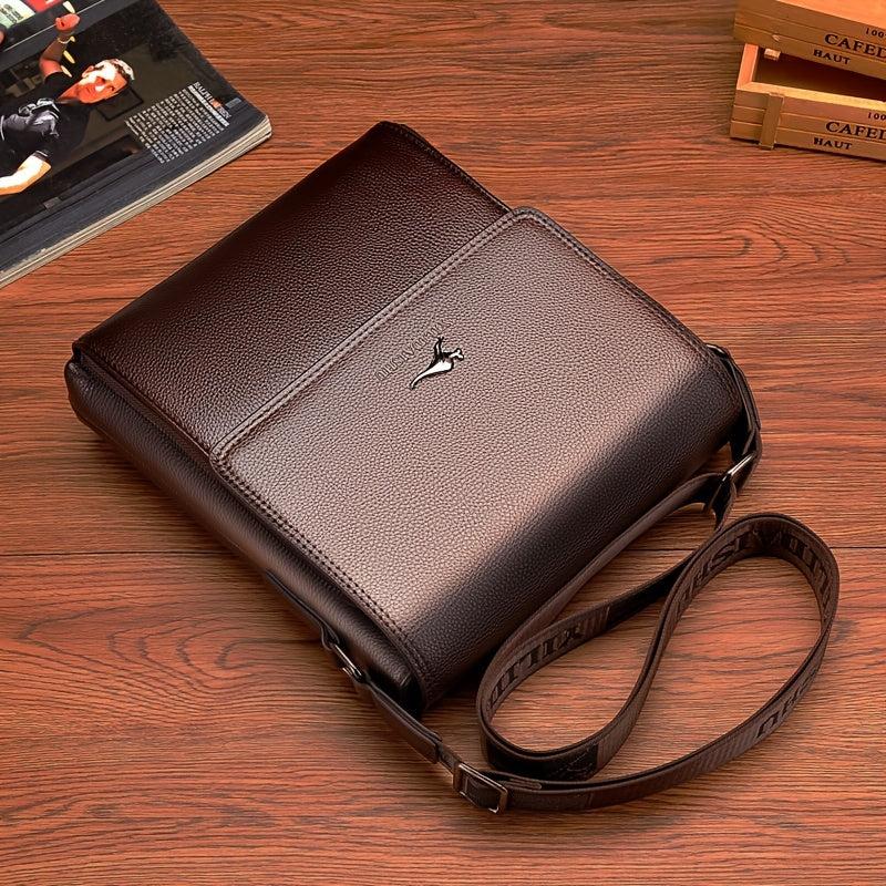 Men's PU Leather Crossbody Bag Large Capacity Casual Shoulder Bag