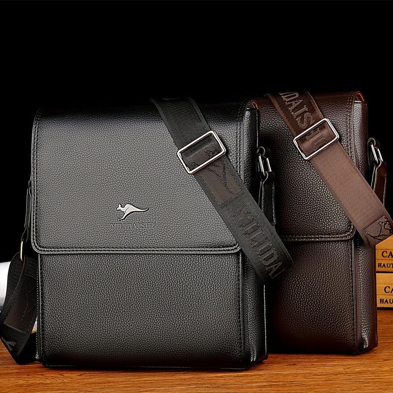 Men's PU Leather Crossbody Bag Large Capacity Casual Shoulder Bag