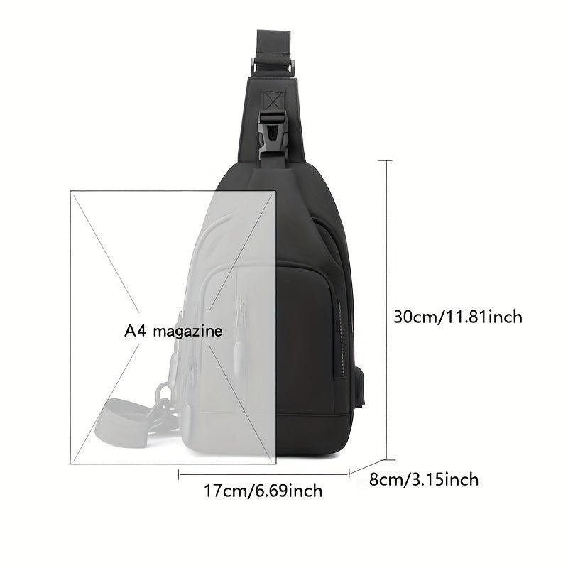Outdoor Crossbody Bag with USB Charging - Waterproof Chest Bag