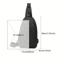 Outdoor Crossbody Bag with USB Charging - Waterproof Chest Bag