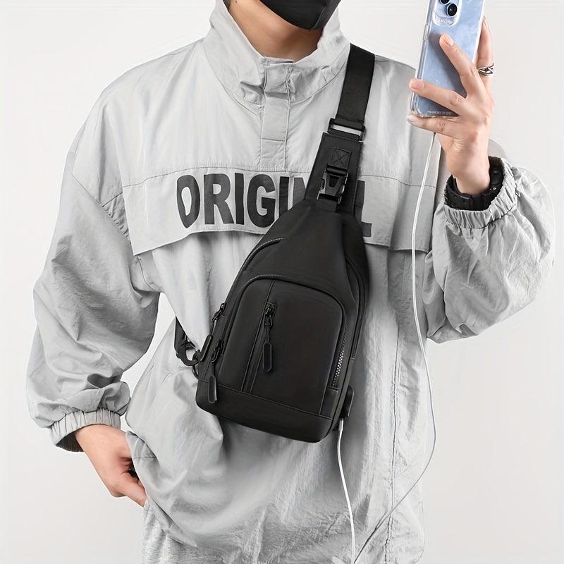 Outdoor Crossbody Bag with USB Charging - Waterproof Chest Bag