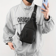 Outdoor Crossbody Bag with USB Charging - Waterproof Chest Bag