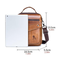 Men's Cow Leather Shoulder Bag Retro Style Large Capacity Messenger