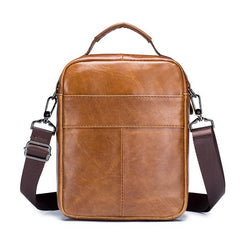 Men's Cow Leather Shoulder Bag Retro Style Large Capacity Messenger