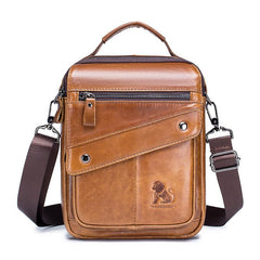 Men's Cow Leather Shoulder Bag Retro Style Large Capacity Messenger