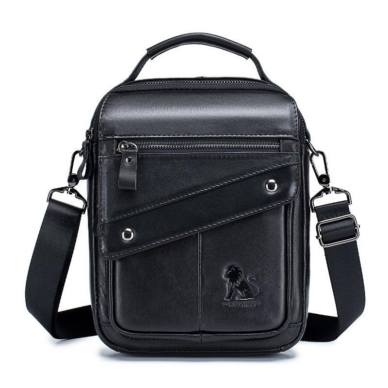 Men's Cow Leather Shoulder Bag Retro Style Large Capacity Messenger