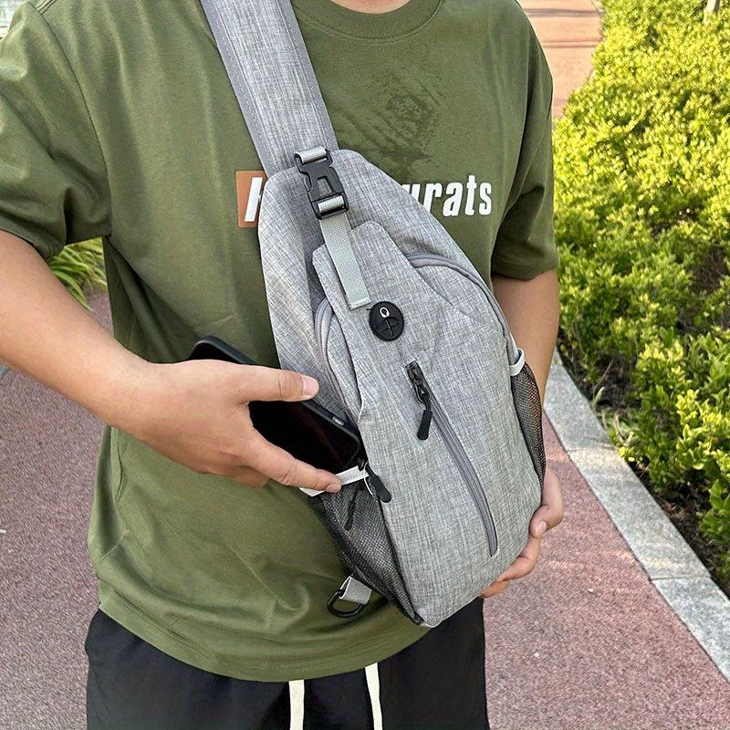 Men's Messenger Bag Outdoor Lightweight Shoulder Bag With Earphone Hole