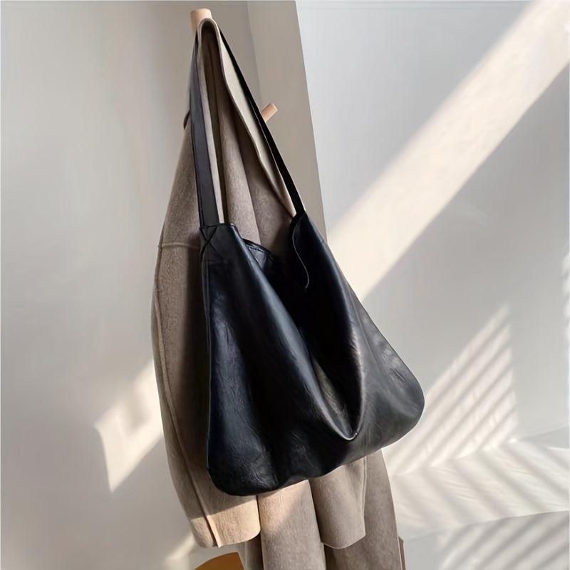 Soft Faux Leather Shoulder Bag for Men - Minimalist Tote Bag