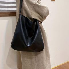 Soft Faux Leather Shoulder Bag for Men - Minimalist Tote Bag