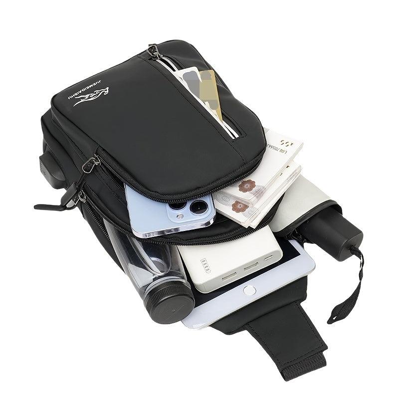 Waterproof Crossbody Bag With Earphone Hole For Men