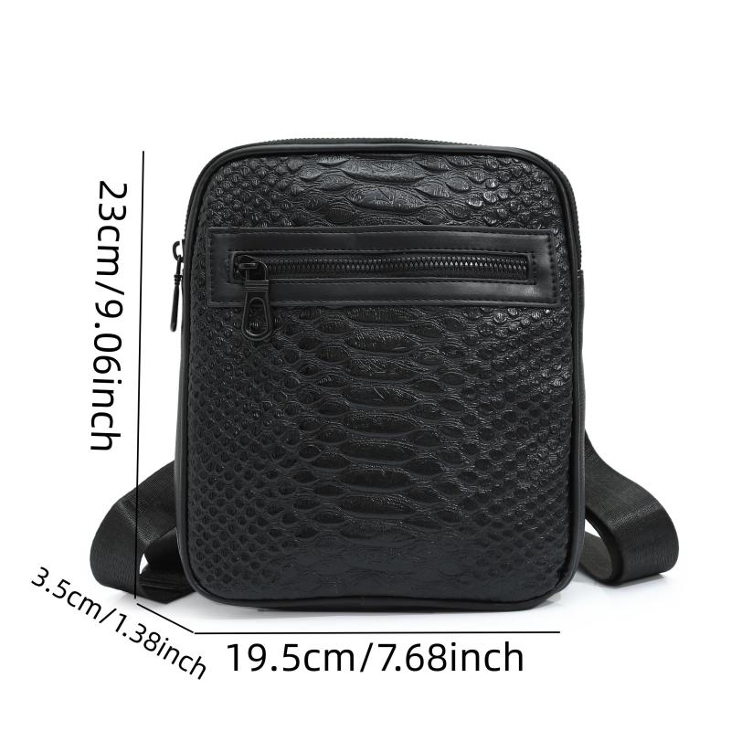 Men's Crocodile Pattern Messenger Bag Satchel