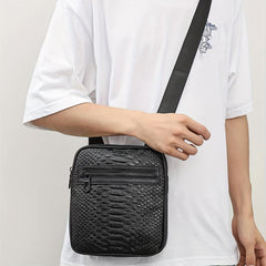 Men's Crocodile Pattern Messenger Bag Satchel