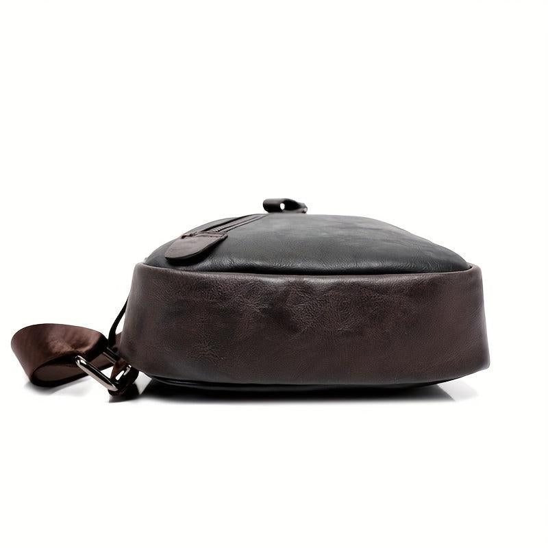 Men's Casual PU Leather Chest Bag Shoulder Bag