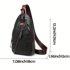 Men's Casual PU Leather Chest Bag Shoulder Bag