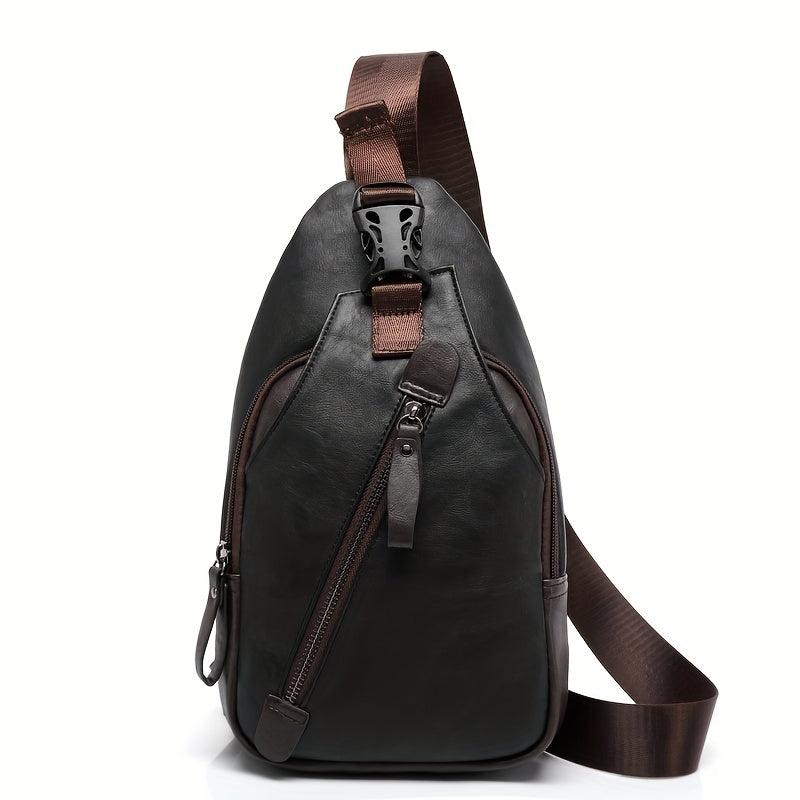 Men's Casual PU Leather Chest Bag Shoulder Bag