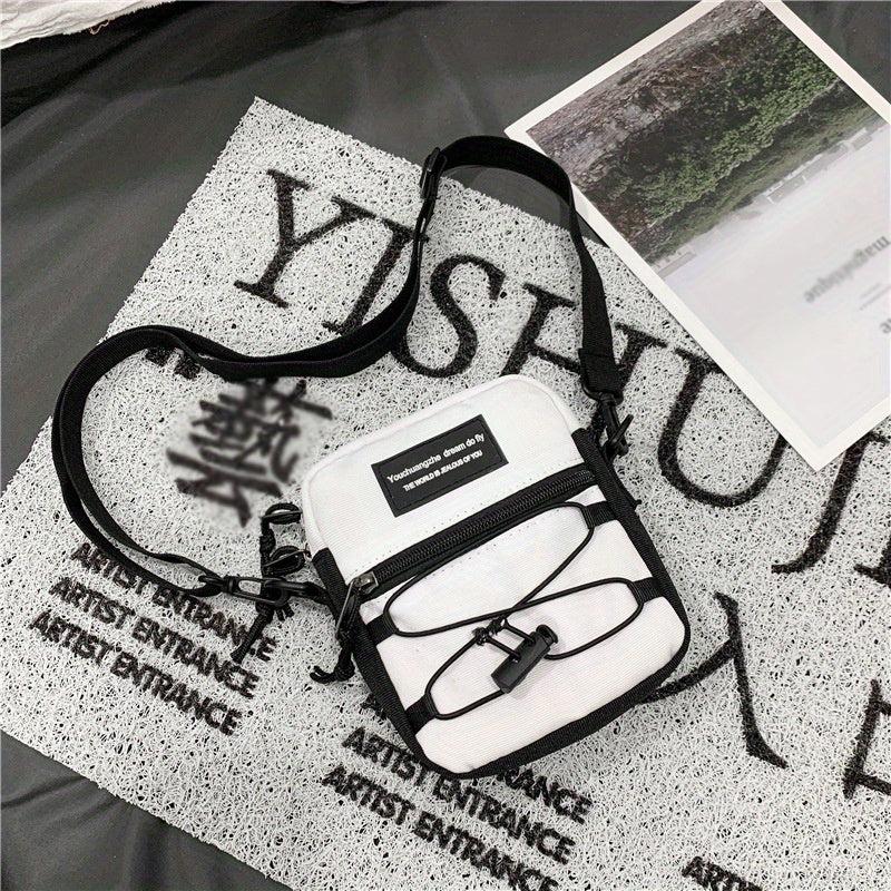 Men's Retro Drawstring Letter Crossbody Bag Couple Mobile Phone Bag