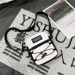 Men's Retro Drawstring Letter Crossbody Bag Couple Mobile Phone Bag