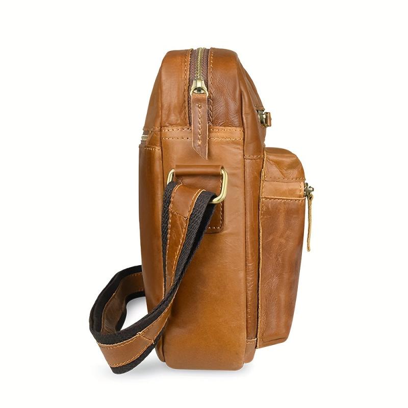 Men's Leather Crossbody Bag Top Layer Cowhide Business Messenger Bag