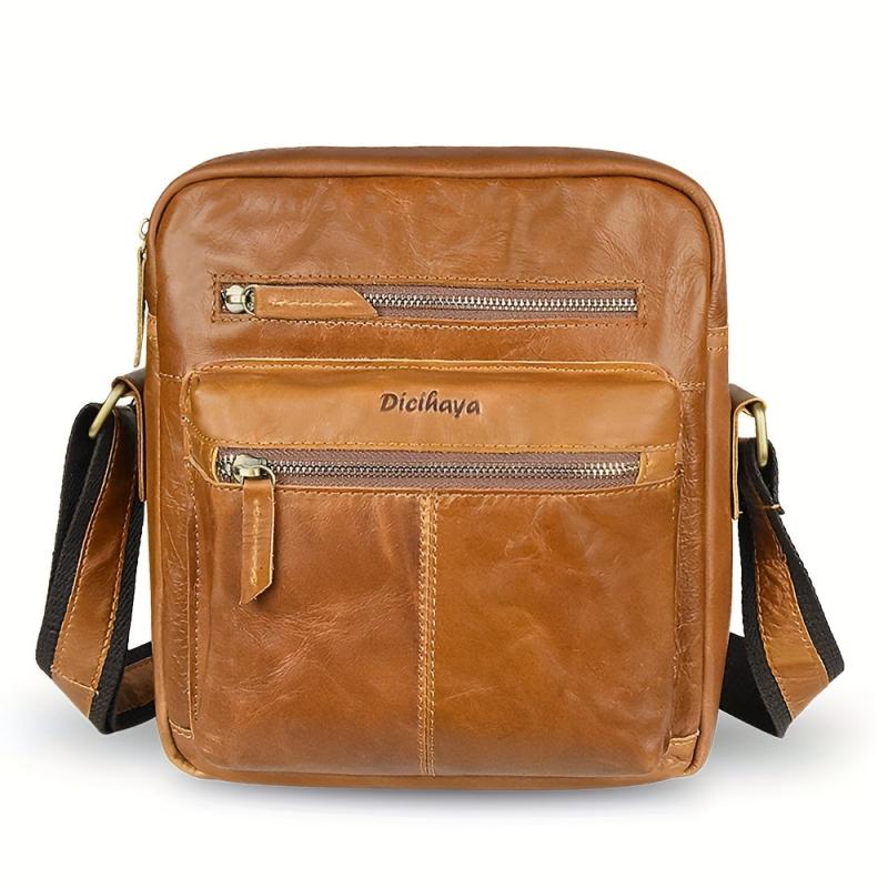 Men's Leather Crossbody Bag Top Layer Cowhide Business Messenger Bag