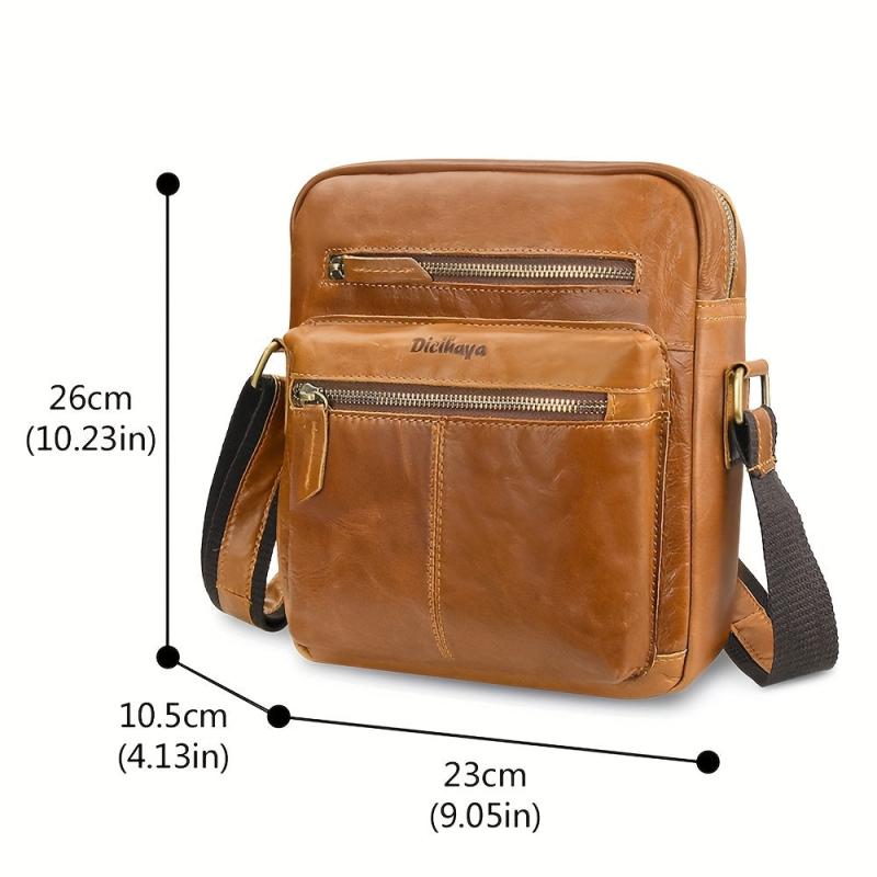 Men's Leather Crossbody Bag Top Layer Cowhide Business Messenger Bag