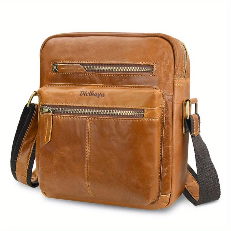 Men's Leather Crossbody Bag Top Layer Cowhide Business Messenger Bag