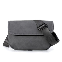 Men's Solid Leather Crossbody Chest Bag for Outdoor Sports