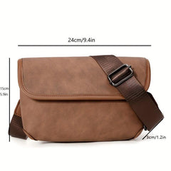 Men's Solid Leather Crossbody Chest Bag for Outdoor Sports