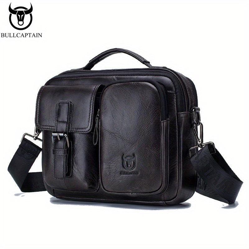Bull Captain Casual Leather Shoulder Bag Men's Large Capacity Square Bag