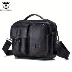 Bull Captain Casual Leather Shoulder Bag Men's Large Capacity Square Bag