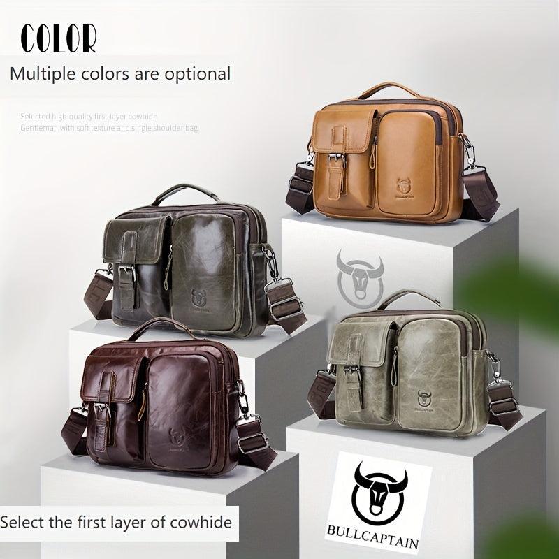 Bull Captain Casual Leather Shoulder Bag Men's Large Capacity Square Bag