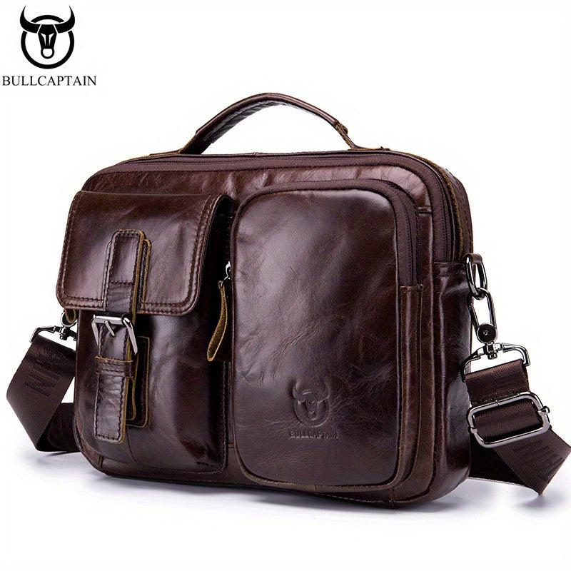 Bull Captain Casual Leather Shoulder Bag Men's Large Capacity Square Bag