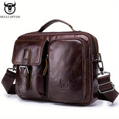 Bull Captain Casual Leather Shoulder Bag Men's Large Capacity Square Bag