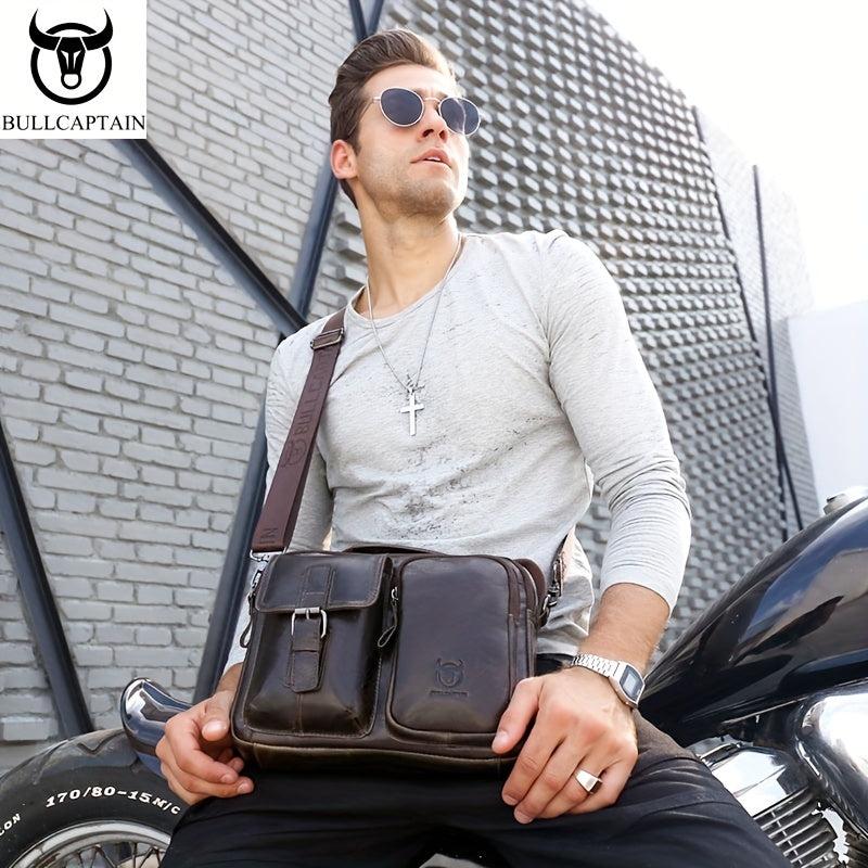 Bull Captain Casual Leather Shoulder Bag Men's Large Capacity Square Bag