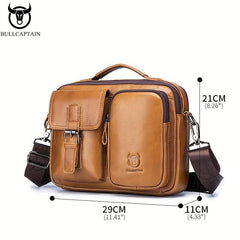 Bull Captain Casual Leather Shoulder Bag Men's Large Capacity Square Bag