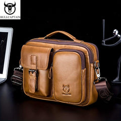 Bull Captain Casual Leather Shoulder Bag Men's Large Capacity Square Bag