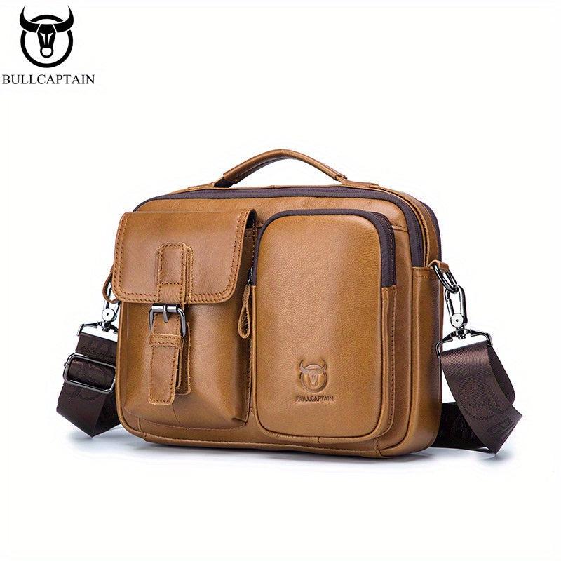 Bull Captain Casual Leather Shoulder Bag Men's Large Capacity Square Bag