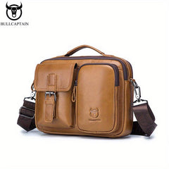 Bull Captain Casual Leather Shoulder Bag Men's Large Capacity Square Bag
