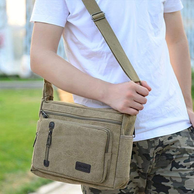 Men's Canvas Crossbody Bag for Work Travel