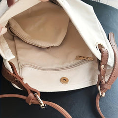 Letter Printed Canvas Crossbody Bag Large School Tote Bag